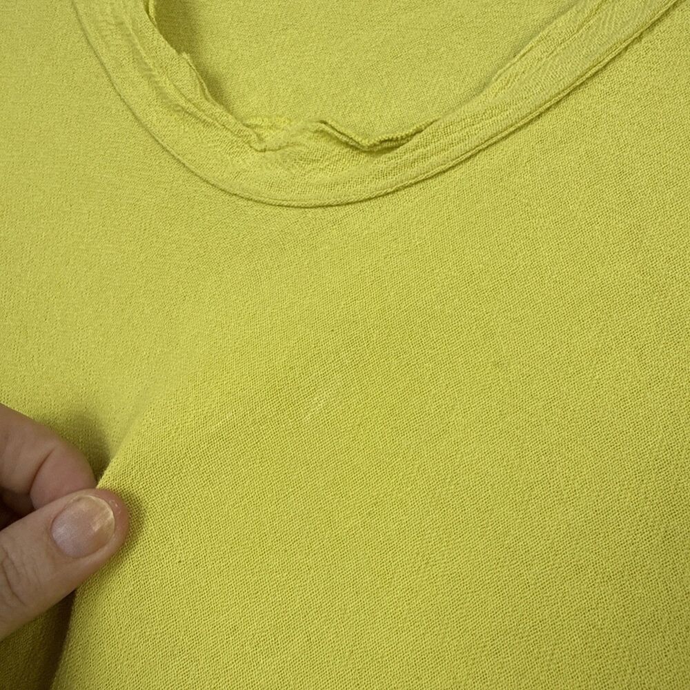 Oh My Gauze! LA Cotton Dress Size 1 (S/M) Lime Ruffle Asymmetric Lagenlook Artsy - Picture 5 of 13